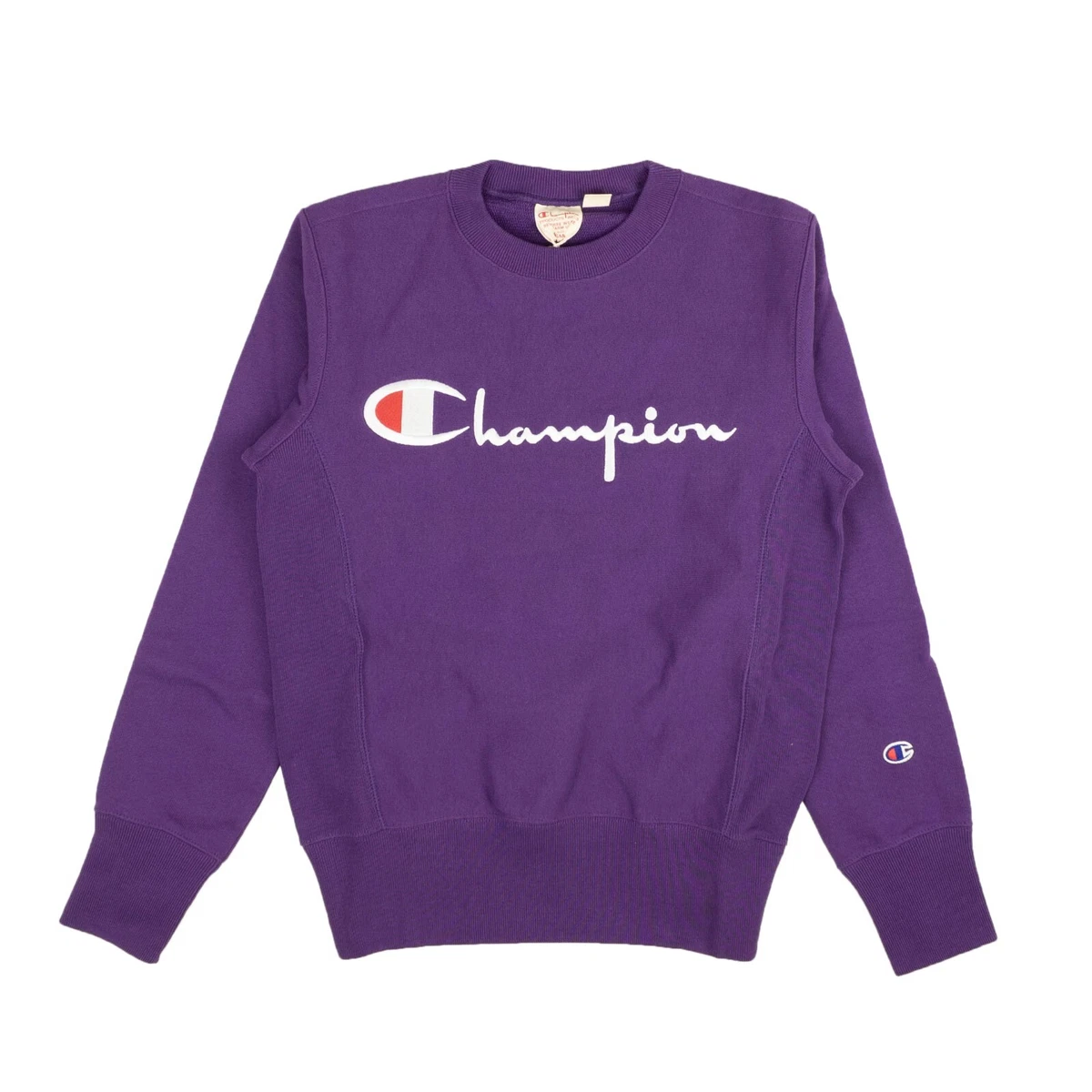 Champion script logo shop violet crew neck sweatshirt