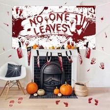 Halloween Decorations Set Bloody Backdrop Garland Banner Footprints Handprints