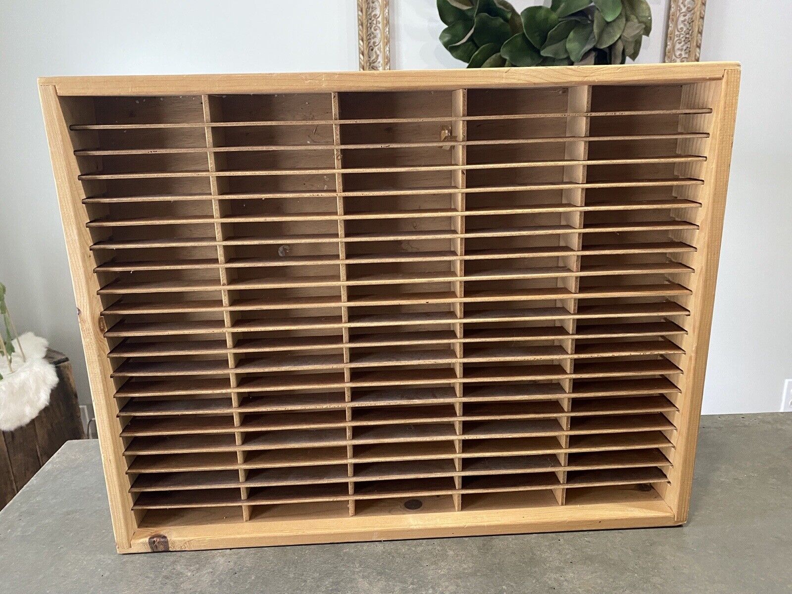 Vintage Napa Valley Wooden Wood 100 Slot Cassette Tape Holder Display