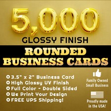 5000 ROUNDED BUSINESS CARDS ✪ Full Color ✪ 16pt Glossy Coating ✪ Free Shipping