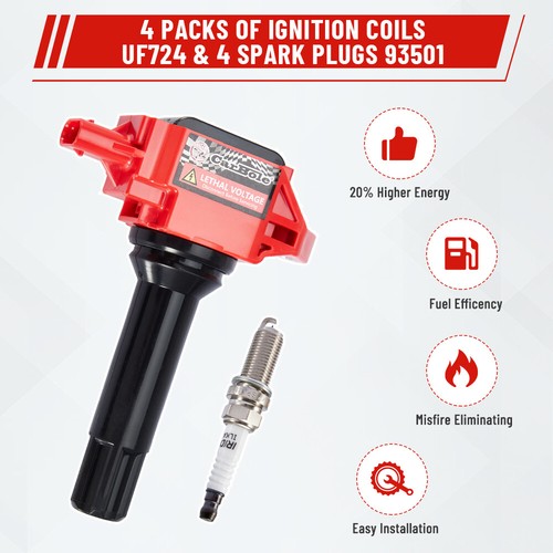 4 Pack Ignition Coil & Spark Plug for Subaru Forester Impreza Legacy Scion FR-S - Picture 8 of 19
