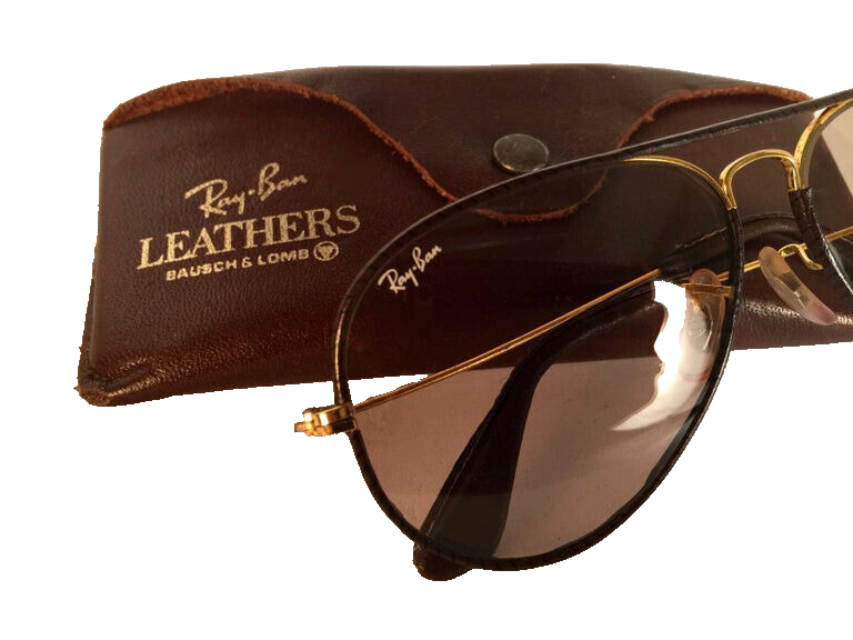 VINTAGE RAY BAN LEATHERS AVIATOR TOBACCO LEATHER 58' B&L