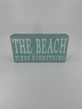 Wooden Beach Home Decor Sign The Beach Fixes Everything Blue Sign