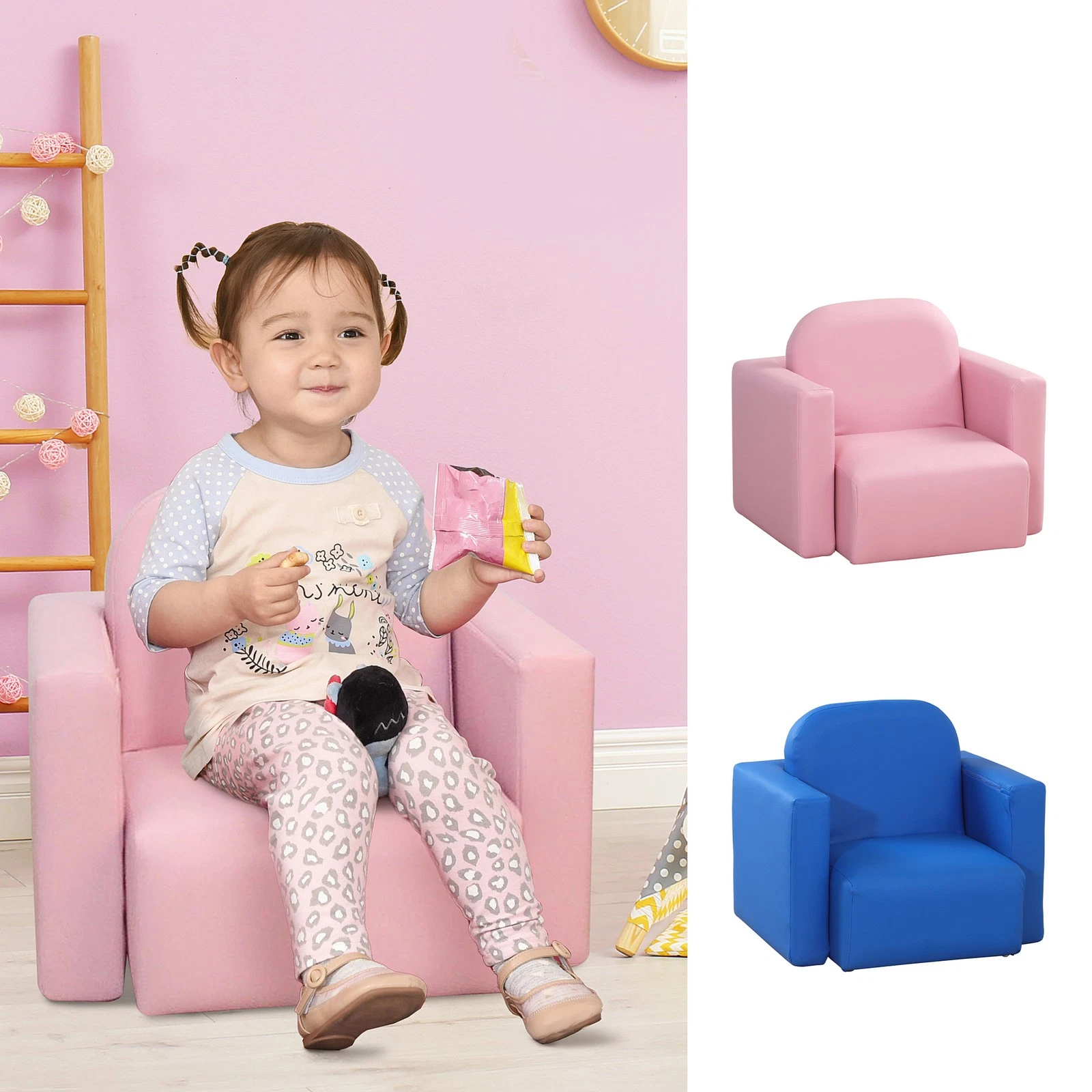 2 in 1 Kids Sofa Set Table and Chair Set Toddler Armchair Seat