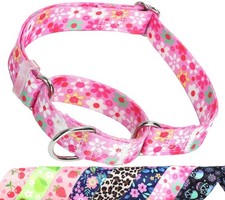 Pink Martingale Collar for Dogs,Flower Choke No Pull Soft Girl Dog Collar L ...