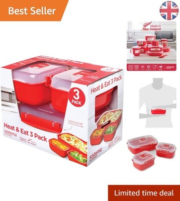 Kompakte und stilvolle 3er-Pack Mikrowellenboxen: Perfekt für die Zubereitung von Mahlzeiten und Mittagessen