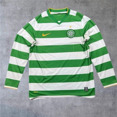 Nike Celtic FC grün weiß Hoops Langarm Fußballtrikot Größe L