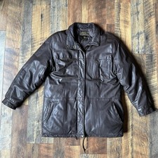 Vintage Eddie Bauer Brown Leather Goose Down Jacket Women s L
