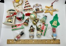 Lot Of 15 Mixed Vintage Christmas Ornaments, Glass, Wood, Resin, Plastic, Felt
