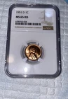 1951 RED MS65 Wheat Cent NGC