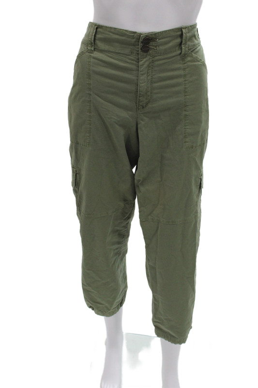 Sanctuary Womens Cropped Cargo Pants Green Button Front Size 30
