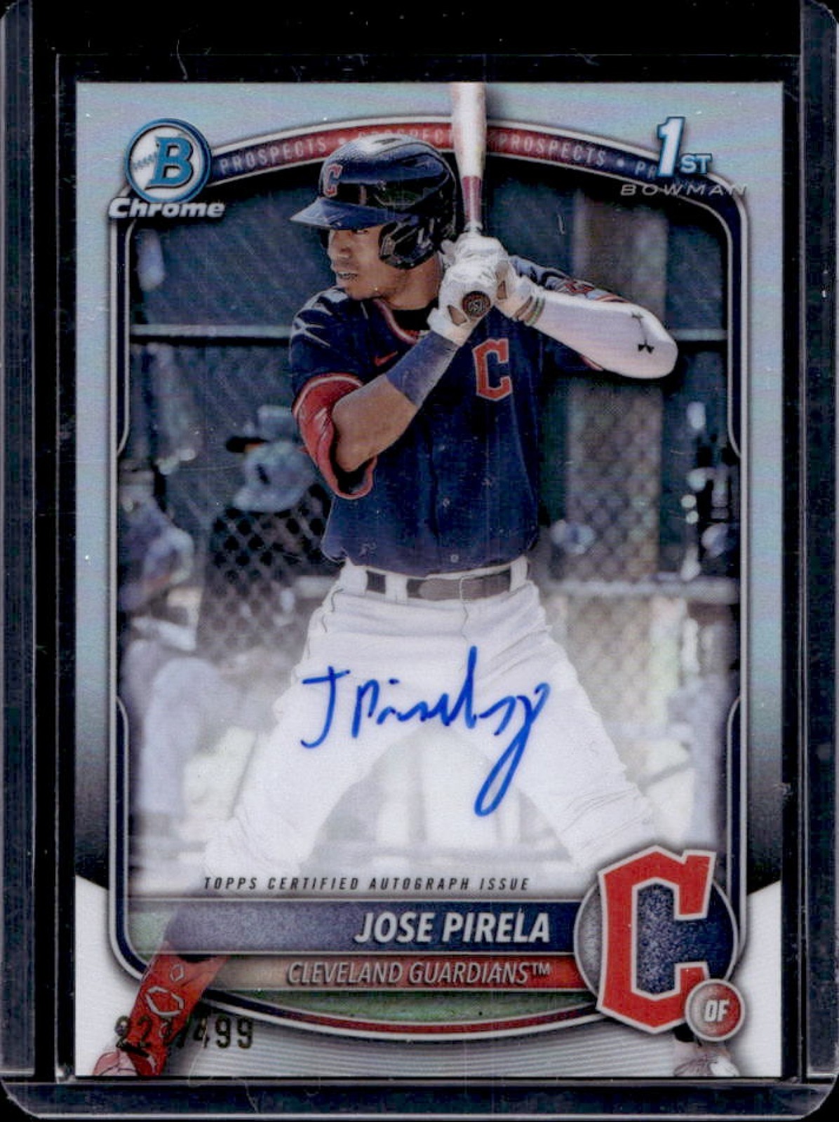 2025 Bowman Jose Pirela Chrome Auto Refractor 1st Prospect #227/499 Guardians