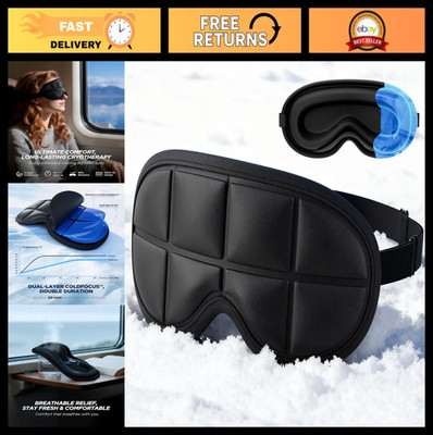 3D Cooling Sleep Mask - Gel Eye Mask for Hot & Cold Therapy, Travel, Migraine Re