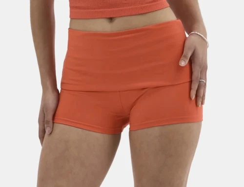 No Boundaries SIZE S-4-6 Foldover Shorts, 2.25” Inseam, Women's ORANGE - Picture 2 of 20