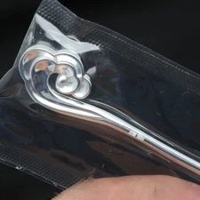 Pure S999 Fine Silver Hairpin Daily Carved Lucky Ruyi Hair Stick 26g 6.8inch