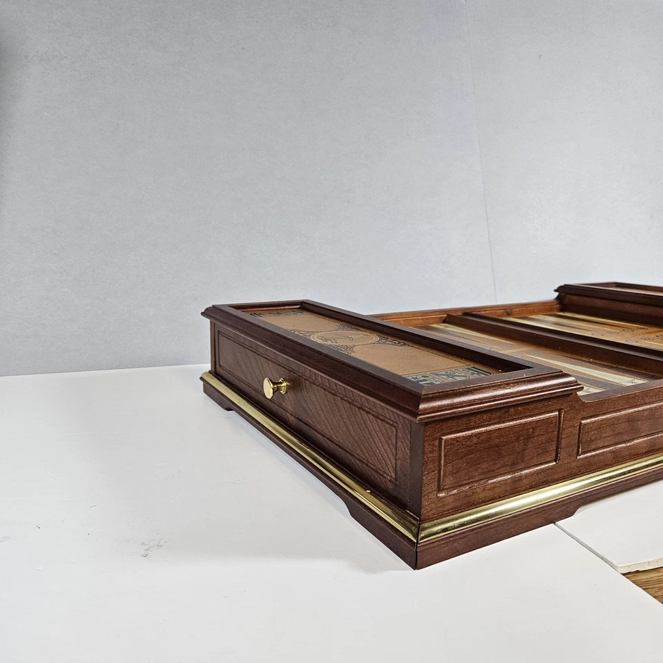 Vintage Franklin Mint Excalibur Backgammon Set 1980s Wooden - Game Board Only - Image 4 of 4