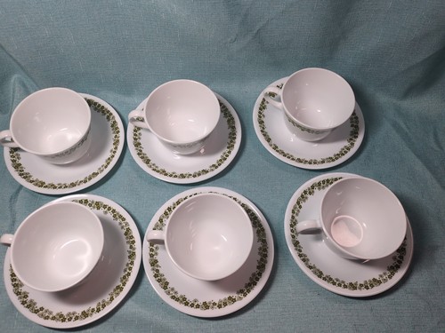 Corelle Crazy Daisy Spring Blossom Vintage Coffee Tea Cups and Saucers Set of 6 - Picture 2 of 20