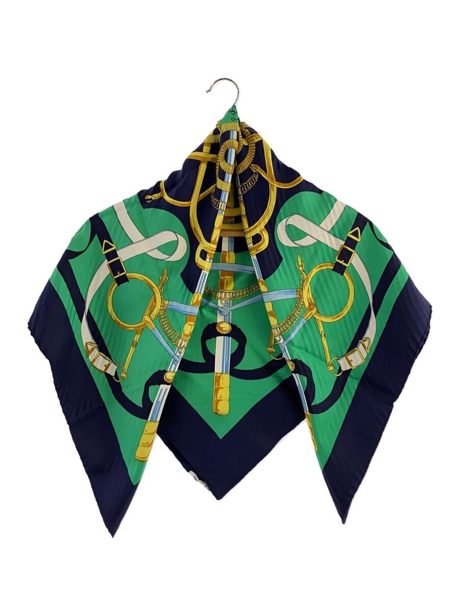 Vintage Hermes Silk Scarf Green All-Over Pattern Women's Luxury Accessory