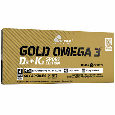 GOLD OMEGA 3 mit Vitaminen D3+K2 SPORT EDITION - 60 Kaps -Immunsystem Gesundheit