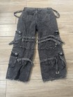 ROMWE Jeans Womens Small Black Wash Cargo Pants Goth Emo SZ XL Wide Leg Bootcut  — photo 6