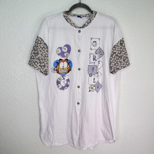 Vintage Garfield Sleep Shirt Womens One Size Daisy Floral 90s Pajamas Flirts Vtg