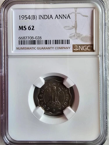 India 1 Anna 1954B NGC MS 62