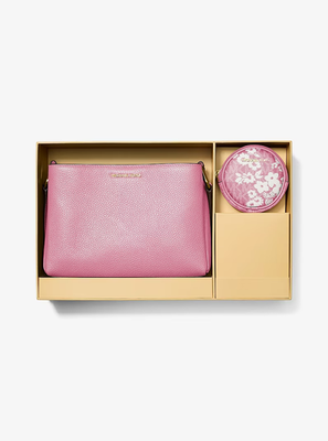 Michael Kors Trisha Pebbled Leather Crossbody Bag With Pouch Gift
