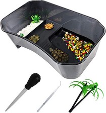 PINVNBY Plastic Turtle Tank Reptile Habitat Pet Terrariums Turtles Black