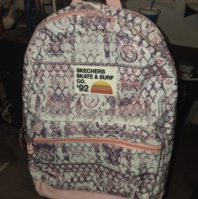 Skechers Backpack With Large Laptop Pocket Pink & White
