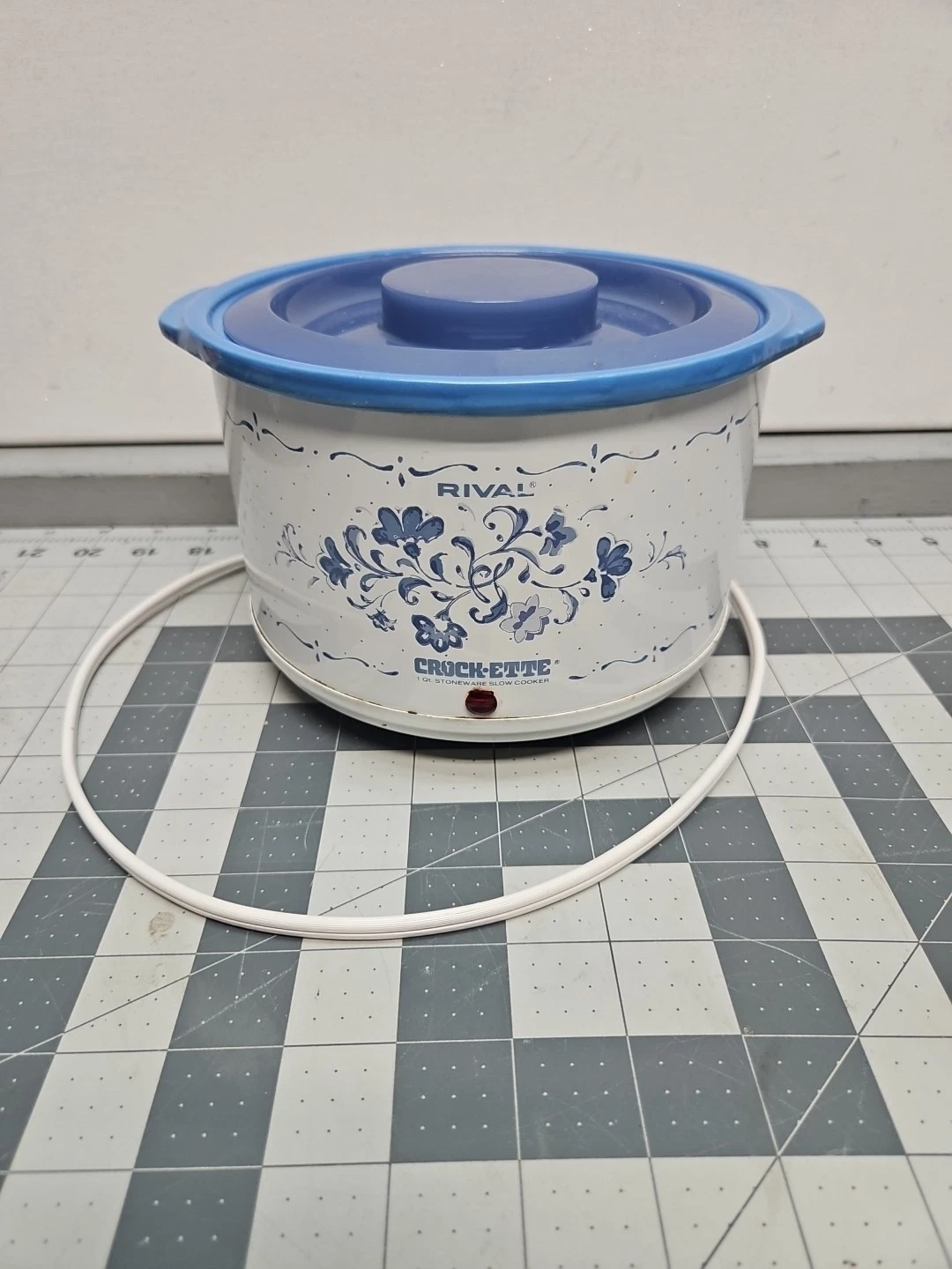 Vintage Rival Blue CROCK-ETTE 1 QUART Stoneware Slow Cooker Model 3205 Tested