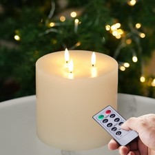 6"x6" Extra Large Flameless Candles with 3 Wicks, Battery Operated Candles wi...
