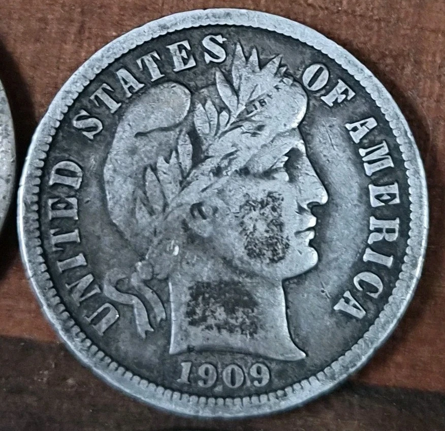 6 Barber Silver Dimes, 1907o, 1908d, 1909p, 1912d, 1913, 1914p 3liberty dtail - Image 3 of 4