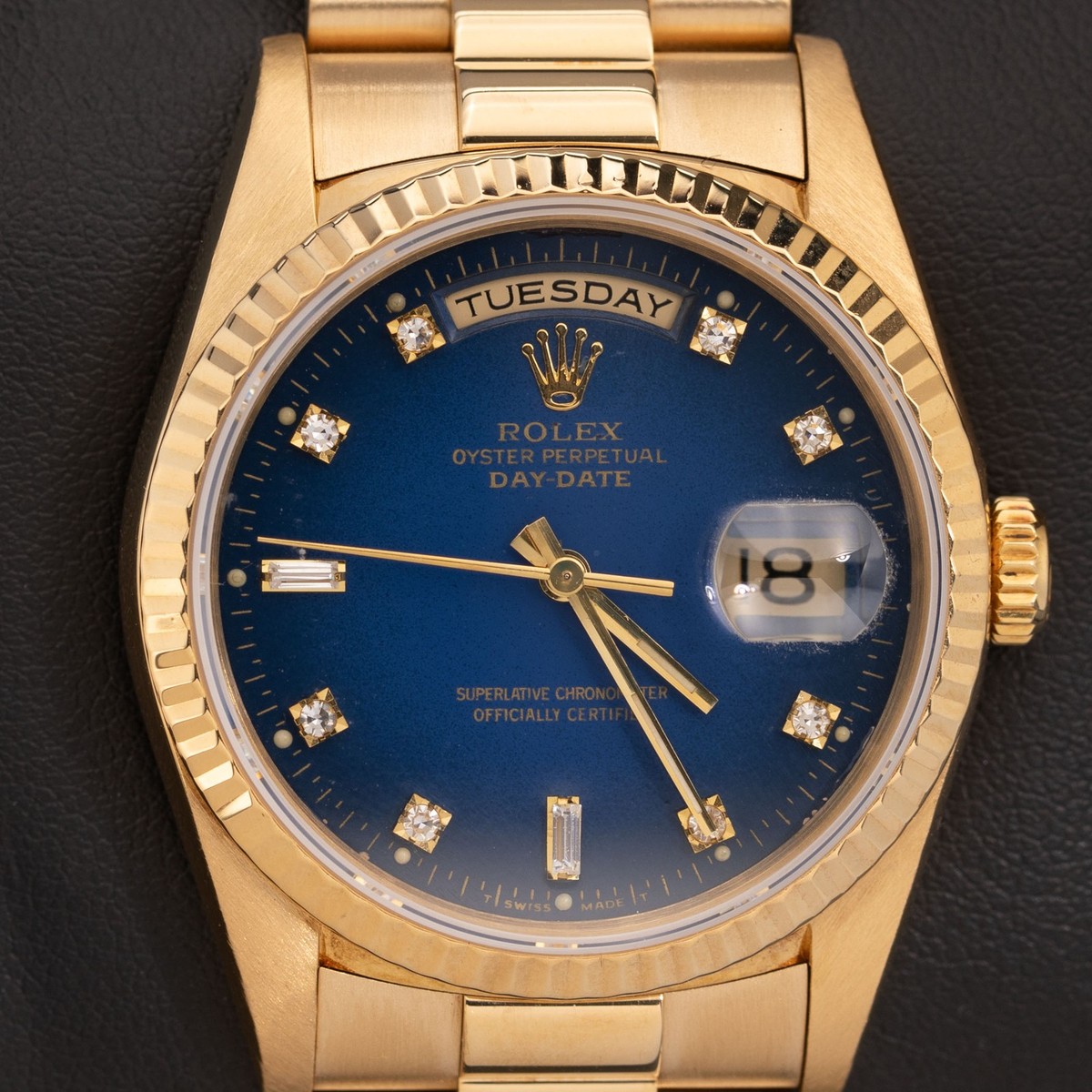 Rolex Presidential Day-Date 18238 Watch 36mm Blue Vignette Diamond