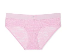 .VTG VICTORIA'S SECRET PINK HIPHUGGER PANTY LACE RHINESTONE LOGO M L 2XL