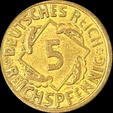 A Circulated 1925 A GERMANY 5 REICHSPFENNIG COIN-MAY413