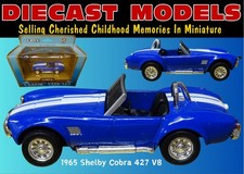 STUNNING BLUE 1965 VINTAGE SHELBY COBRA 427; 1:43 SCALE DIECAST MODEL NEW IN BOX