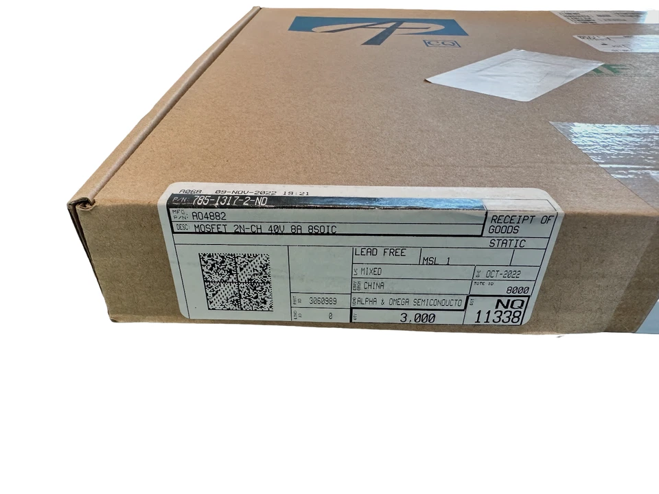 AO4882 Dual N‑Channel MOSFET, SOIC‑8 — Full Reel 3,000 — New Sealed - Image 3 of 3