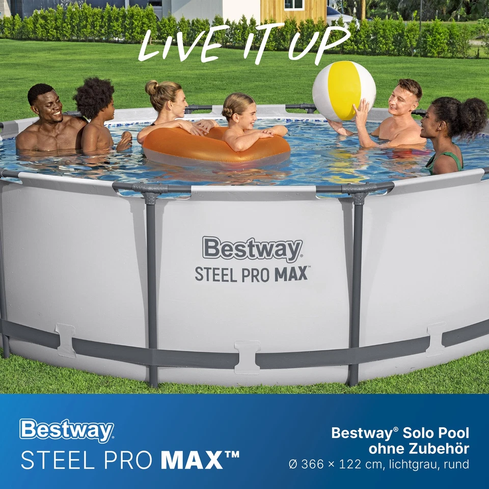 Steel Pro MAX™ Solo Pool ohne Zubehör Ø 366 x 122 cm, lichtgrau, rund - Bild 2 von 4