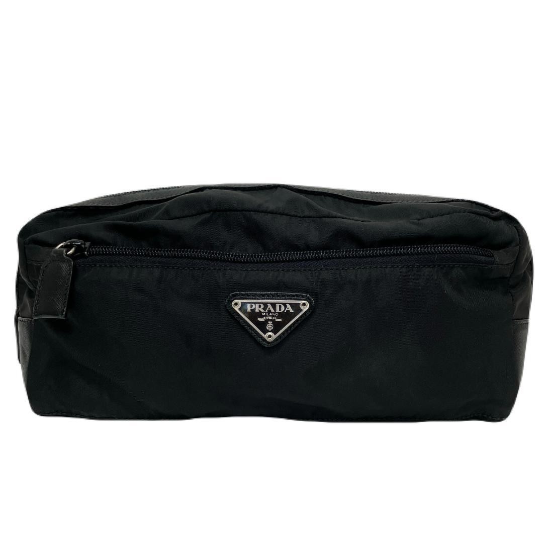 PRADA Shoulder Bag Sacoche Tessuto Nylon Triangle Logo Black