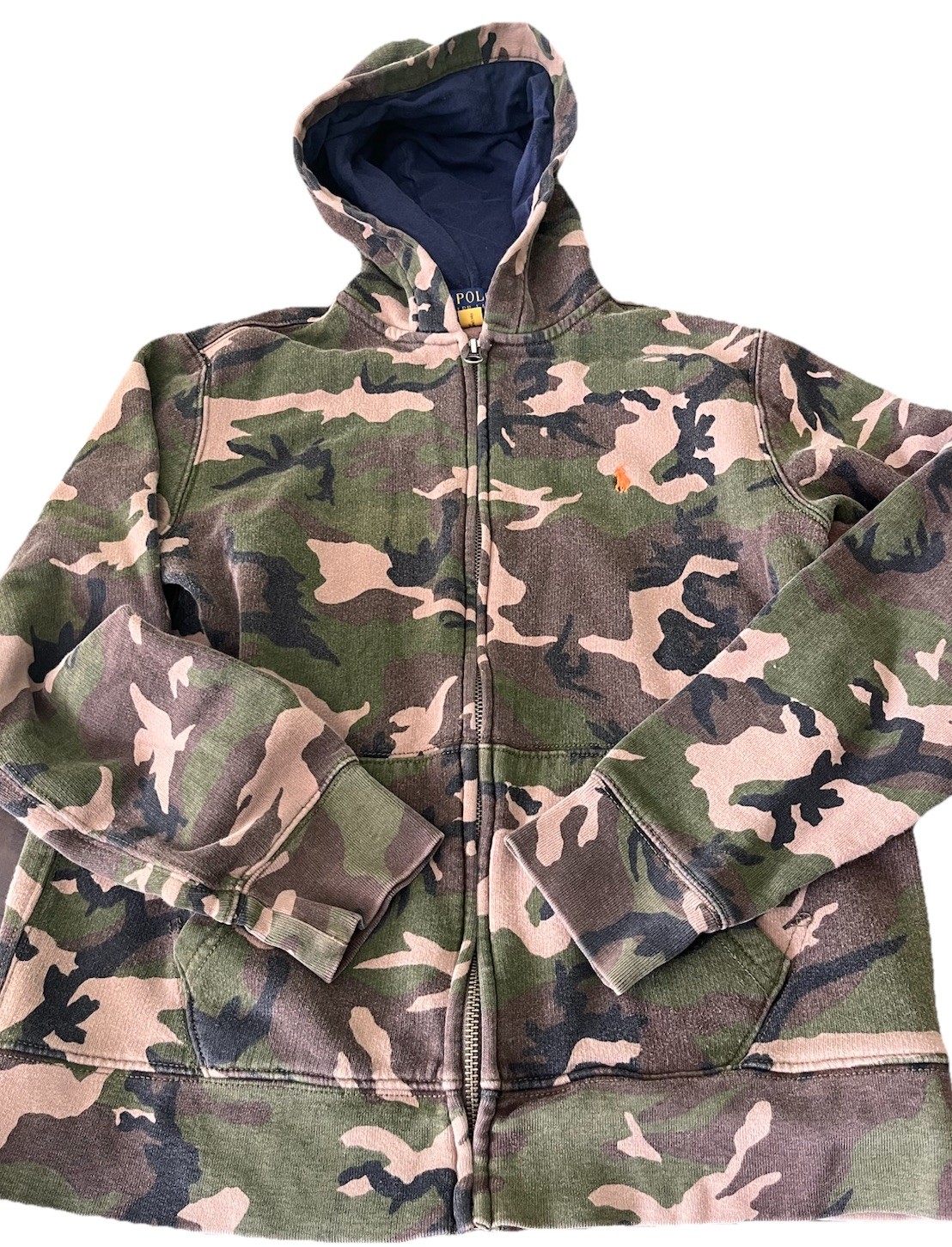 Polo Ralph Lauren Full Zip Hoodie Jacket Camo Youth Size Large 14-16