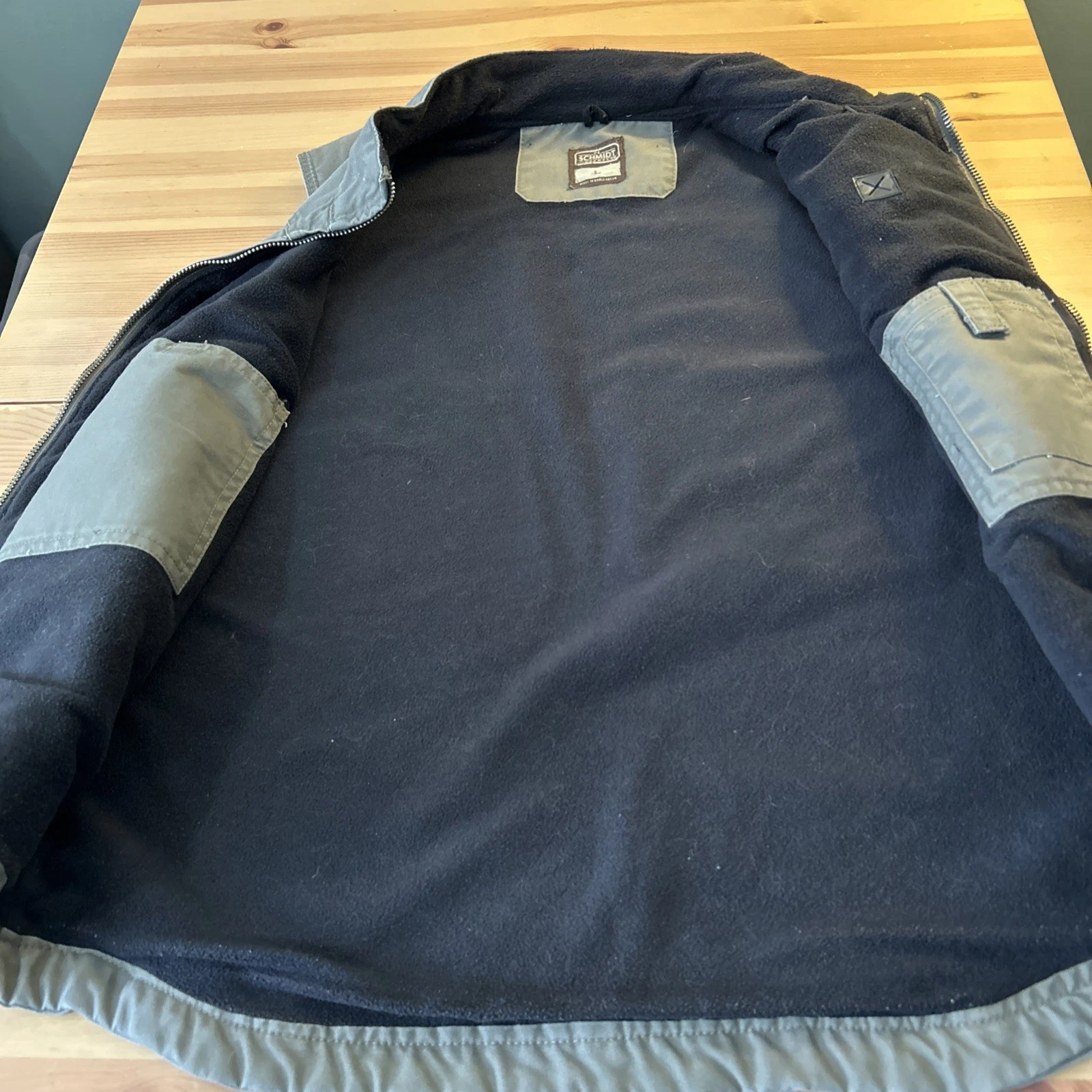 Schmidt Work Vest Fleece Lined Men’s Large Gray/Green Zip Pockets - product detail image 6
