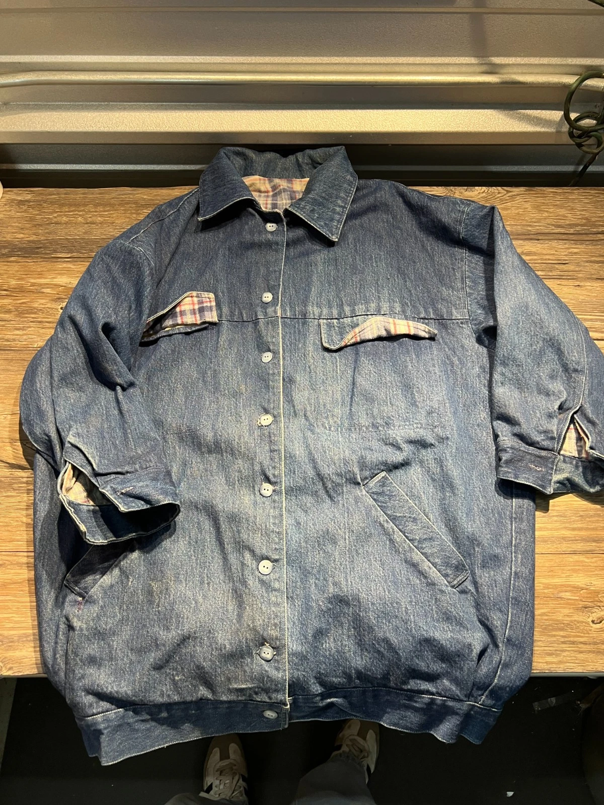 Jacket Men 2xl Blue Denim Cotton Button Front Vintage Workwear