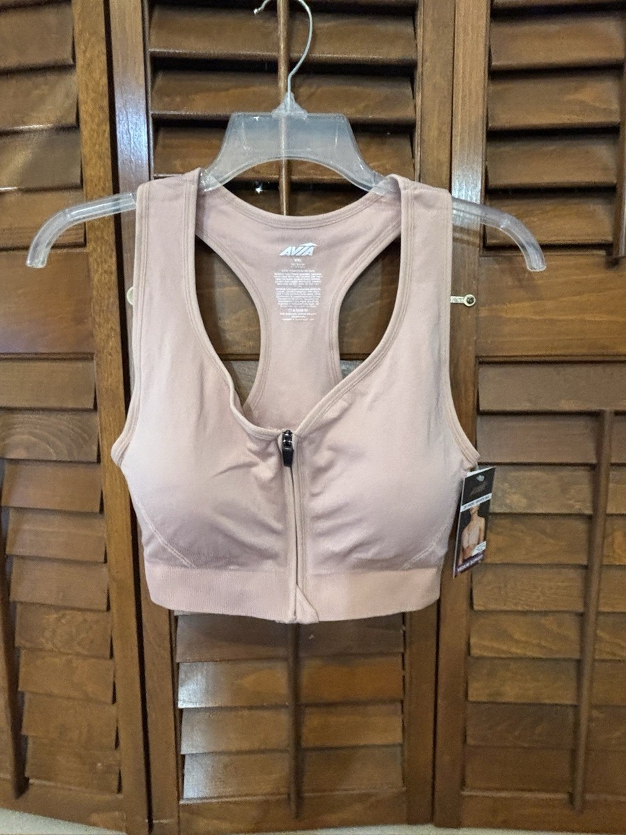 NEW, Avia Womens XXL Sports Bra Seamless Zip Front Medium Support