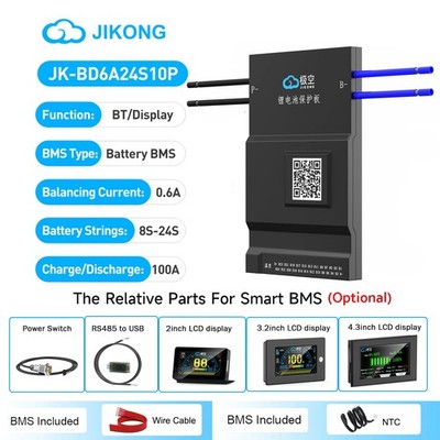 JK Smart BMS 8S-24S 100A Li-ion LiFePo4 Akku BMS in Active Balance & Bluetooth