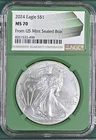 2024 EAGLE S$1- MS70 From US MINT SEALED BOX - NGC CERTIFIED Green Core