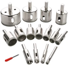 3 Otters 15Piece Diamond Hole Saw Kit, (6Mm-50Mm / 1/4"-2") Glass & Tile Drill B