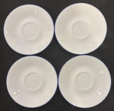 Corelle By Corning Fruit Basket / Fruit Too Saucers with blue rim - 4 Piece Set
