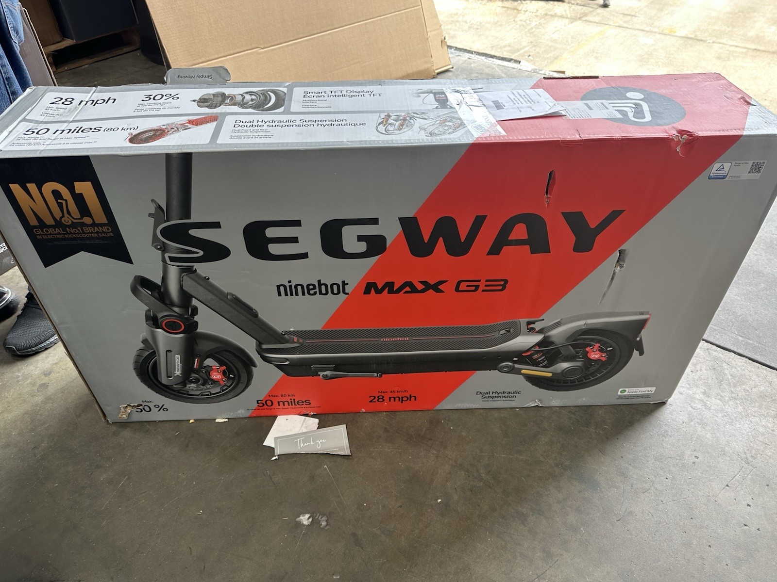 Segway Ninebot Max G3 Elec Scooter 28 mph Speed 50 miles Range-30 MILES USED