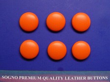 6 Made in USA 20 mm Bright Orange (persimmon fruit color) real Leather Buttons