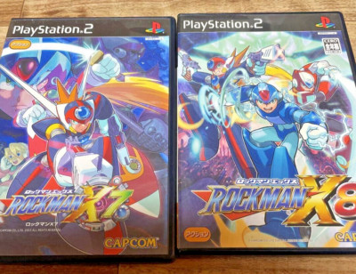 Lot 2 Rockman X7 X8 Mega Man set PS2 Playstation 2 Japan Import Tested Capcom